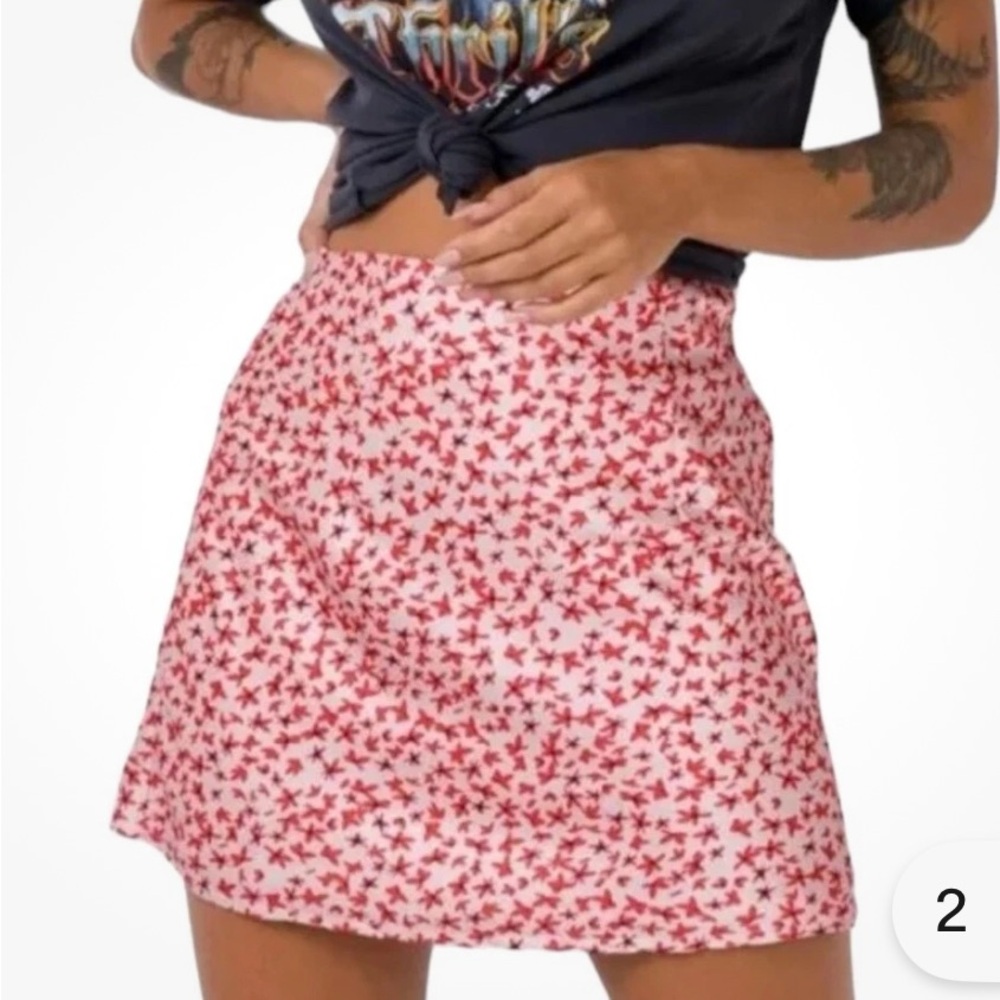 Princess Polly Red and White Star Mini Skirt